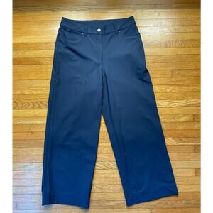 Lululemon City Sleek 5 Pocket Wide-Leg High Rise 7/8 Length Pant 29 Navy EUC